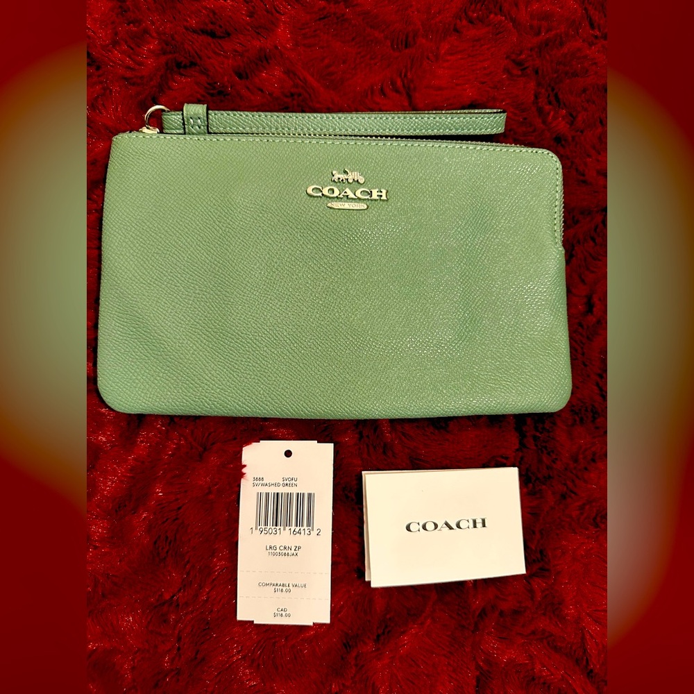 Coach Mint Green Wristlet